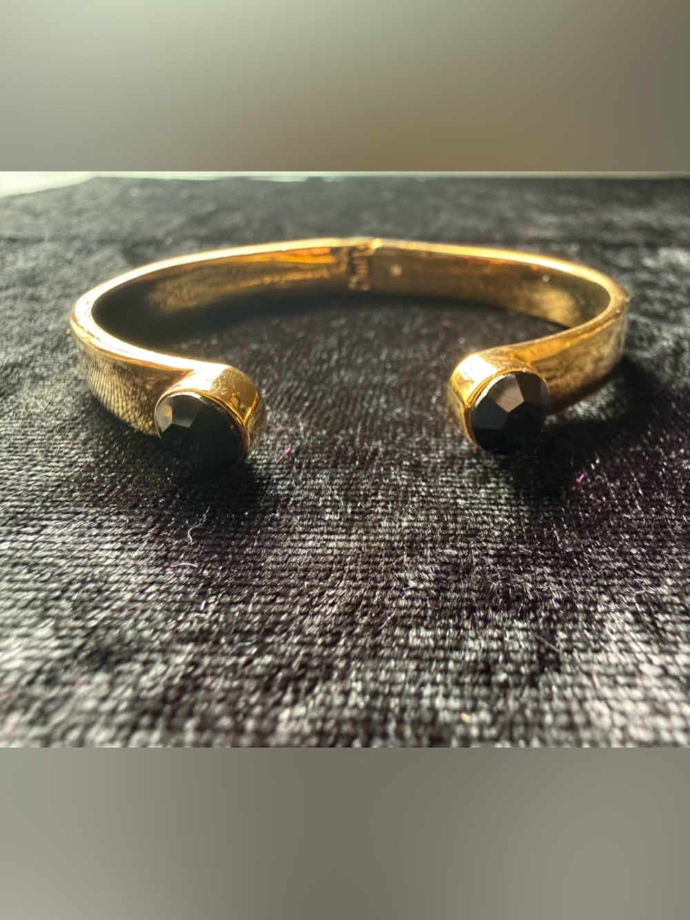 kate spade Gold Open Cuff Bracelet with Black Faceted Ends